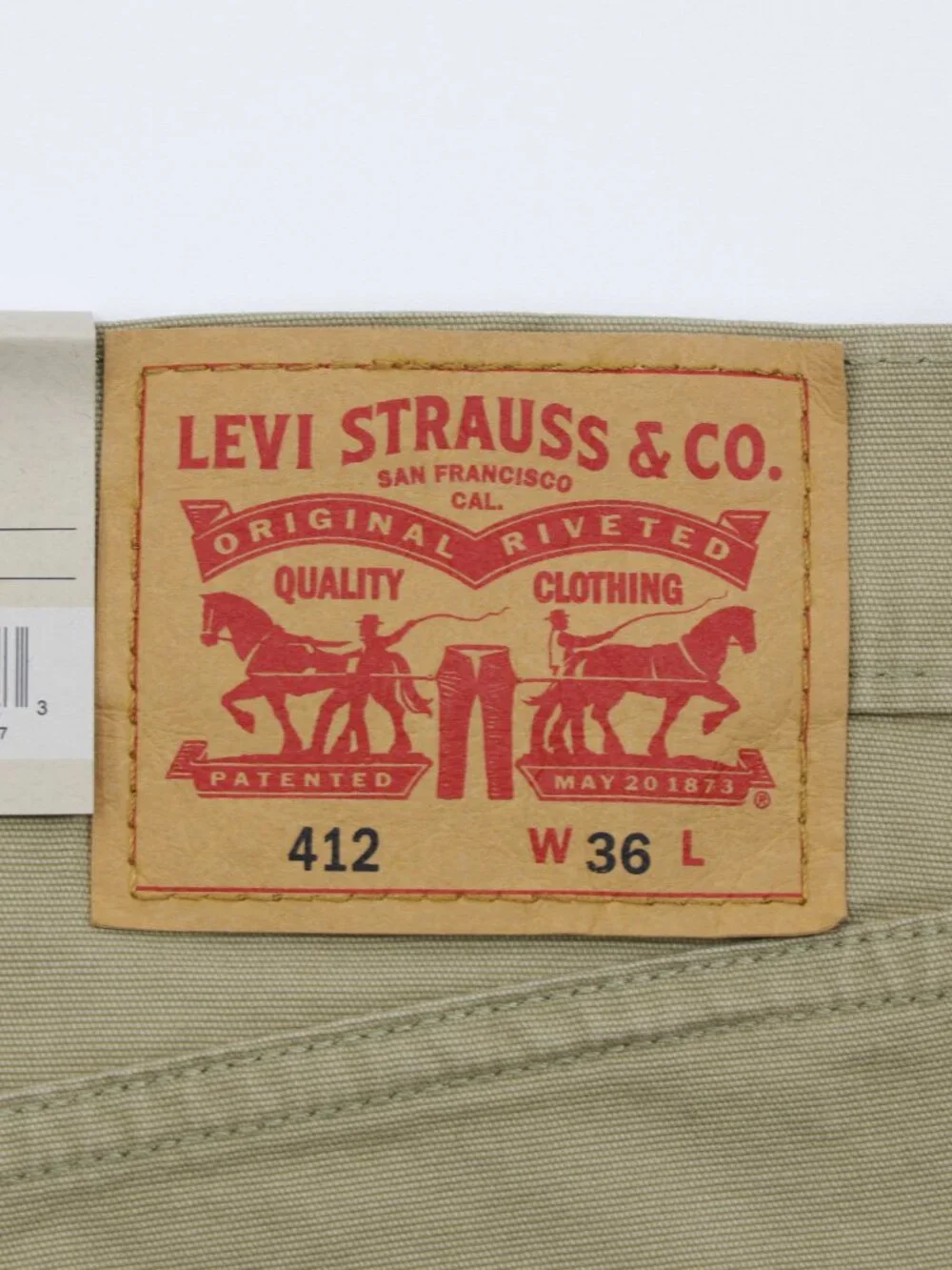 Levi's 412 Men's Comfortable Canvas Stretch‎ Slim Fit Shorts Beige Size 36X9